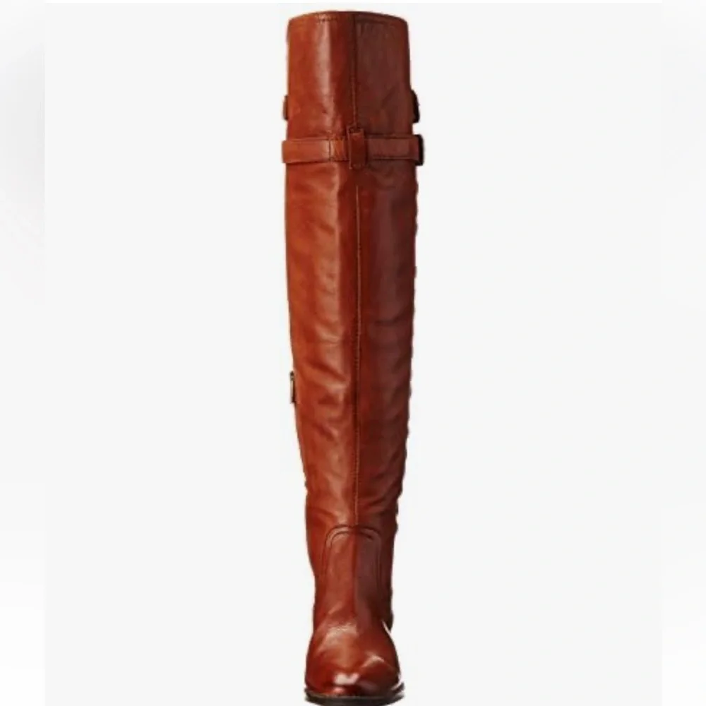Sam Edelman Pierce 2 Athletic Button-Accent Riding Boots - Cognac Brown. Size 8